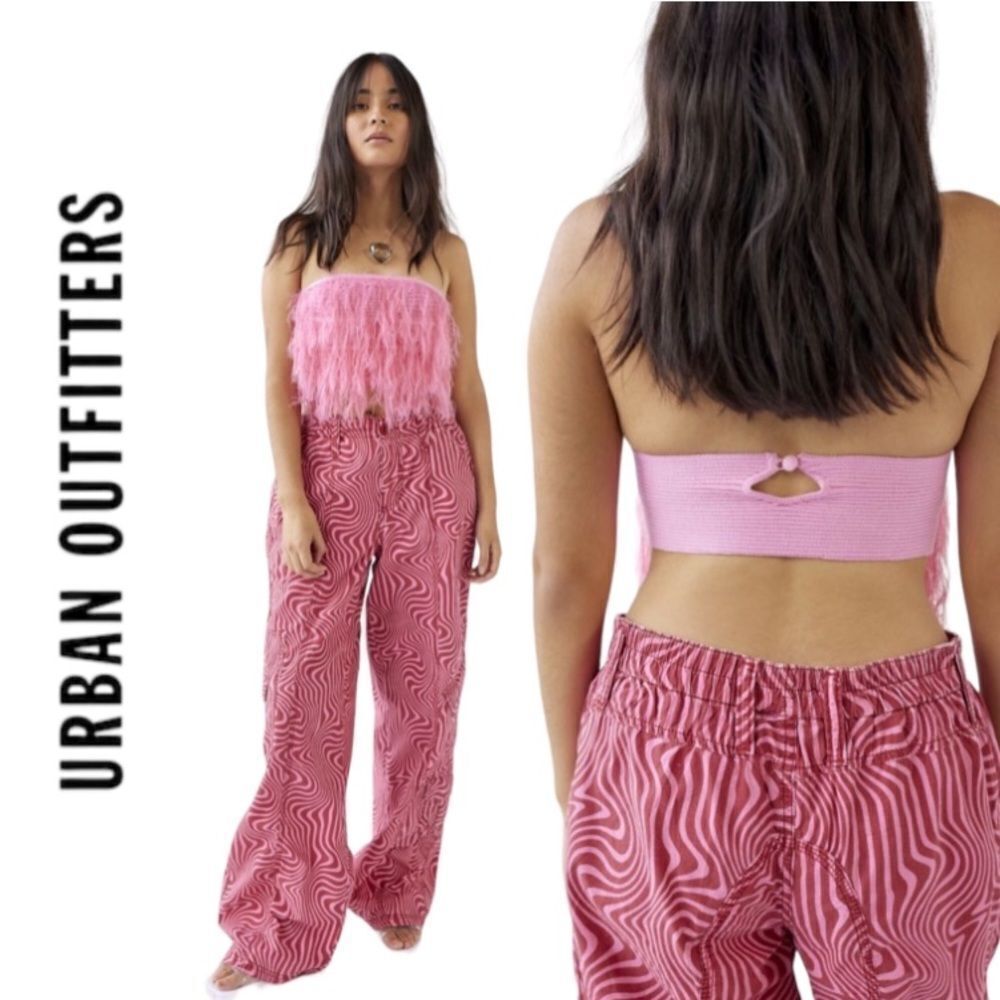 NEW UO Urban Outfiters Cassie Pink Fluffy Tube Top S